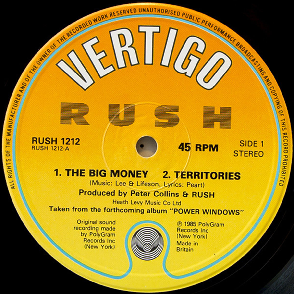 Rush – The Big Money - 1985 UK Pressing