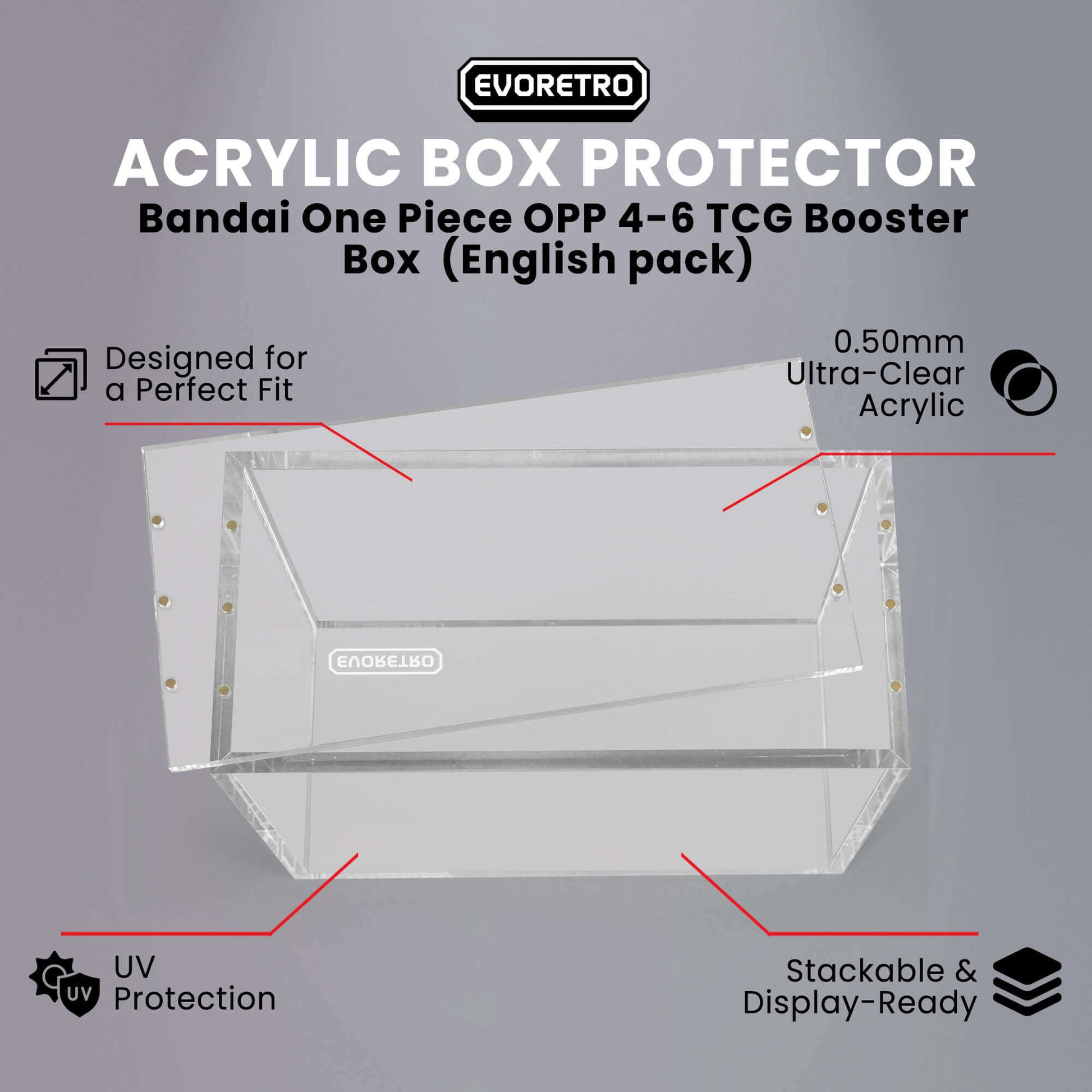 Acrylic Case Display for Bandai One Piece OPP 4 - 6 TCG Booster Box English Pack of 1 - Jack Righteous