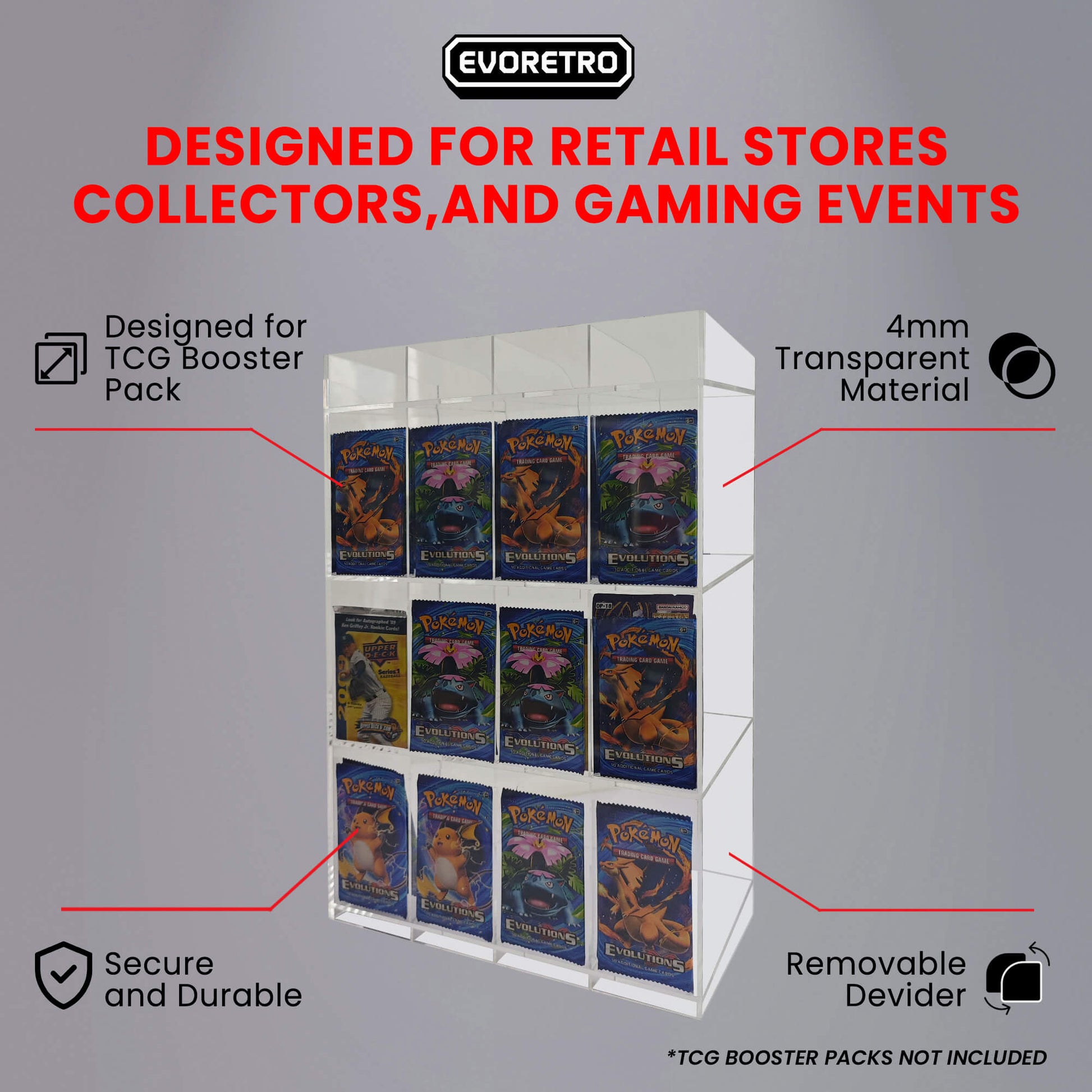 Acrylic Display Stand for Booster DispenserPacks – Retail Counter Unit with Top Shelf - Jack Righteous