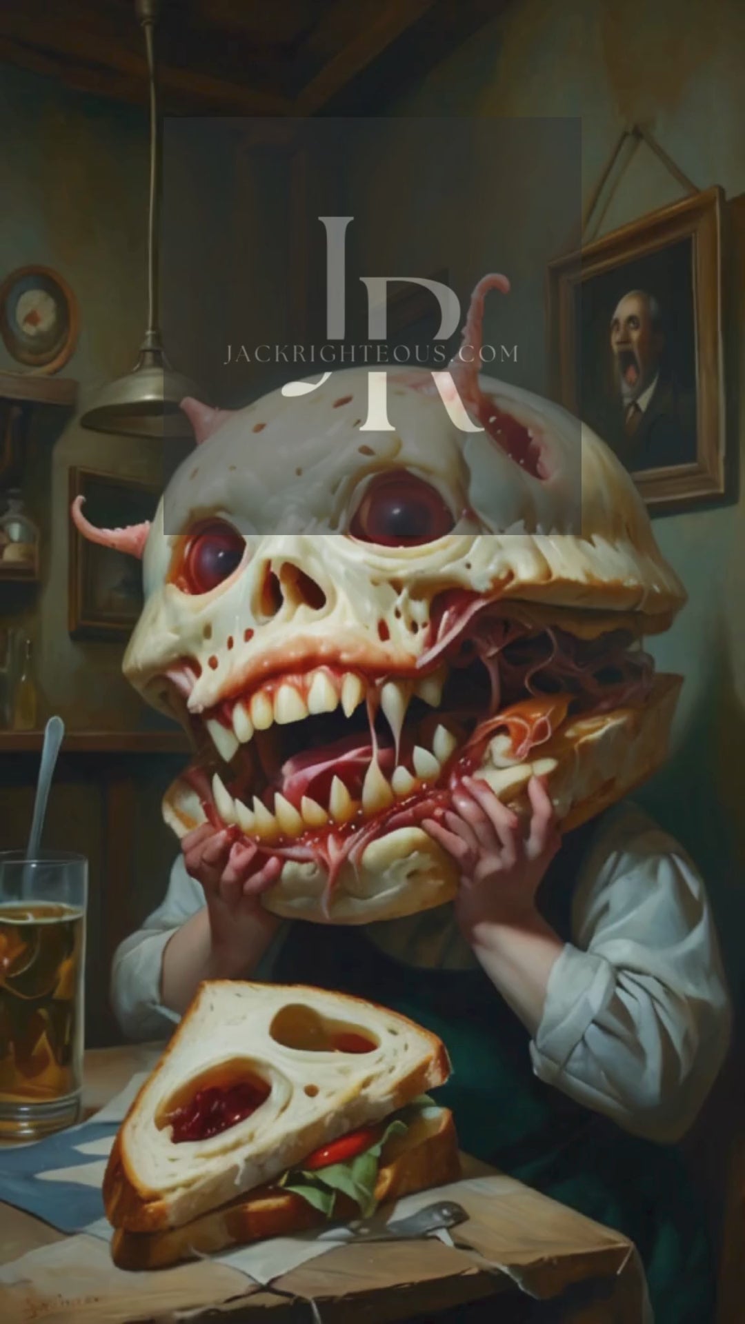 Scary Sandwich Canvas Bundle: Unique Horror-Themed Visuals for Spotify — video still used as static product cover