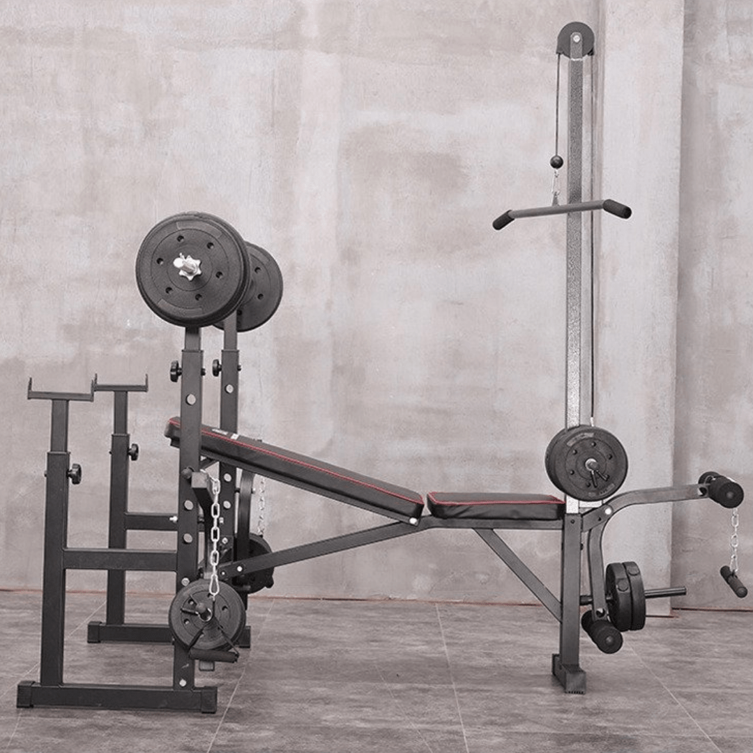 Adjustable Workout Bench with Lat Pulldown Pulley, Scott Bench & Barbell Rack ST6655 - Jack Righteous