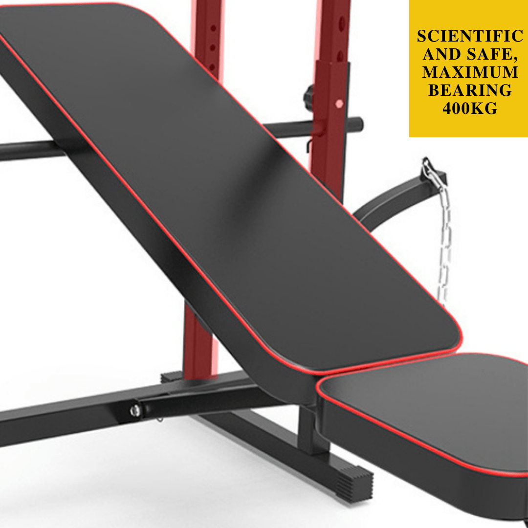 Adjustable Workout Bench with Lat Pulldown Pulley, Scott Bench & Barbell Rack ST6655 - Jack Righteous