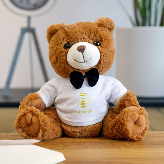 Adorable Teddy Bear with Customizable T-Shirt, Cuddly Gift for Birthdays, Baby Showers, Holidays, Plush Toy, Personalized Keepsake - Jack Righteous