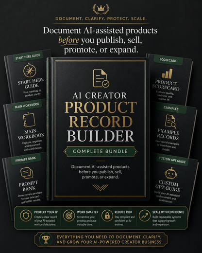 AI Creator Product Record Builder complete bundle for documenting and managing creator products