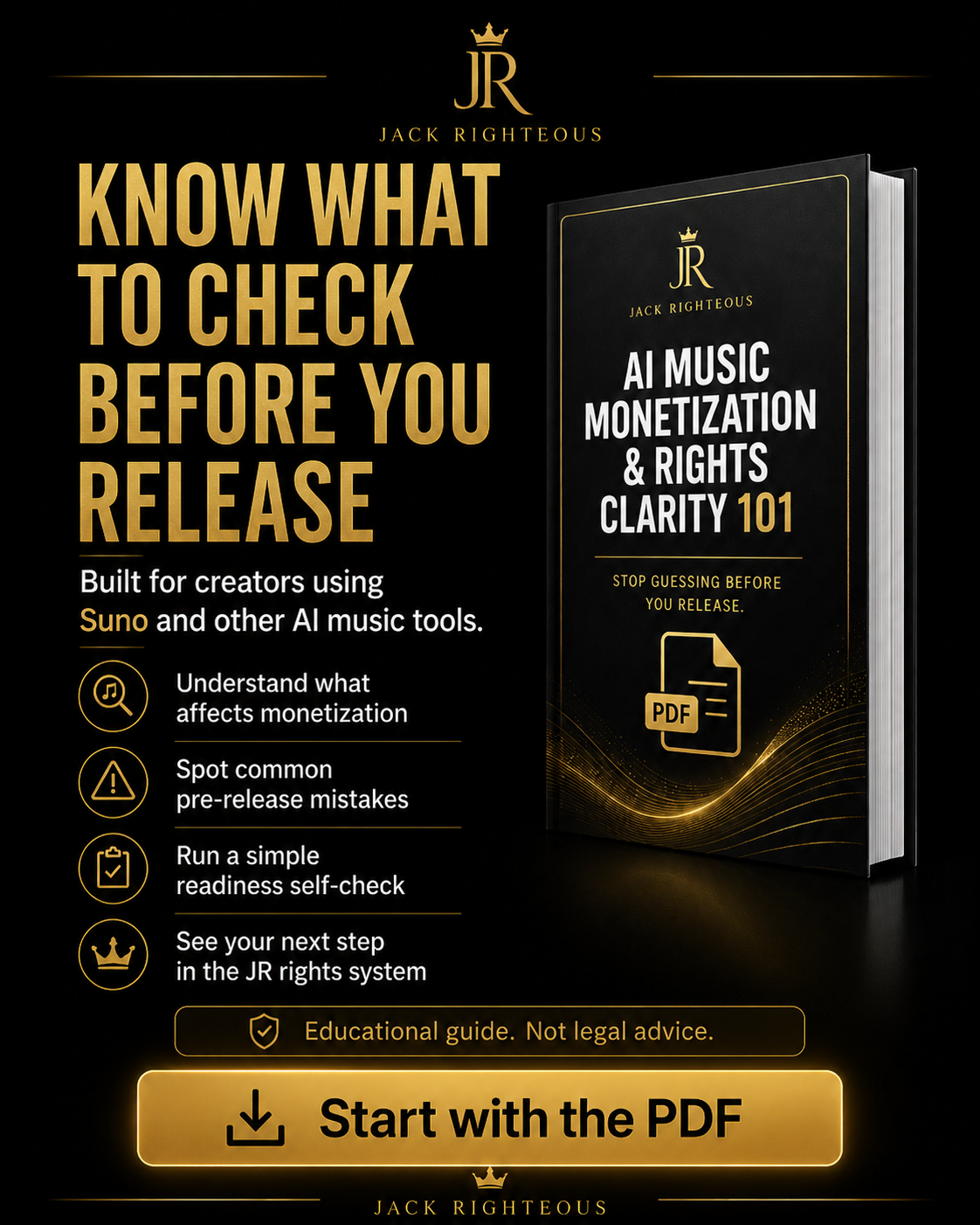 AI music rights clarity guide covering monetization, commercial use and creator documentation decisions