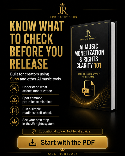 AI music rights clarity guide covering monetization, commercial use and creator documentation decisions