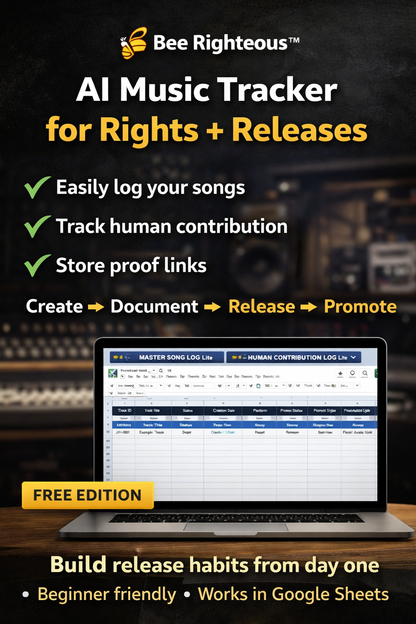 AI Music Rights and Contribution Tracker for documenting song ownership, human contribution, rights and release readiness