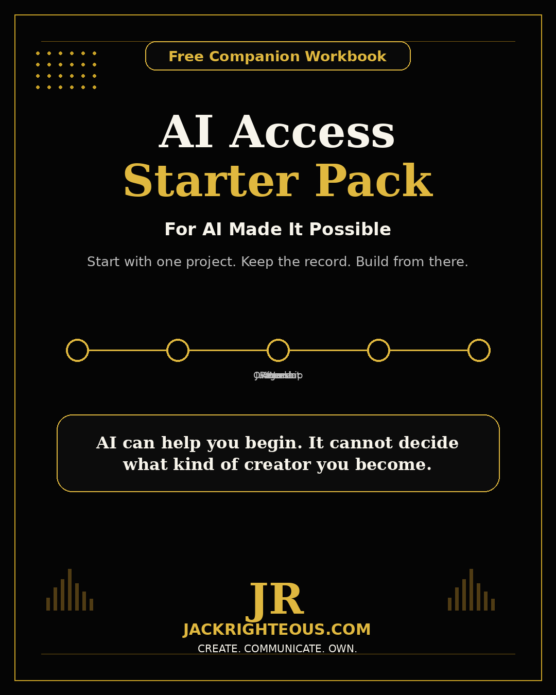 AI Access Starter Pack promotional graphic with text and branding on a black background