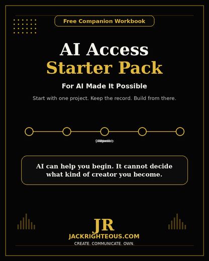 AI Access Starter Pack promotional graphic with text and branding on a black background