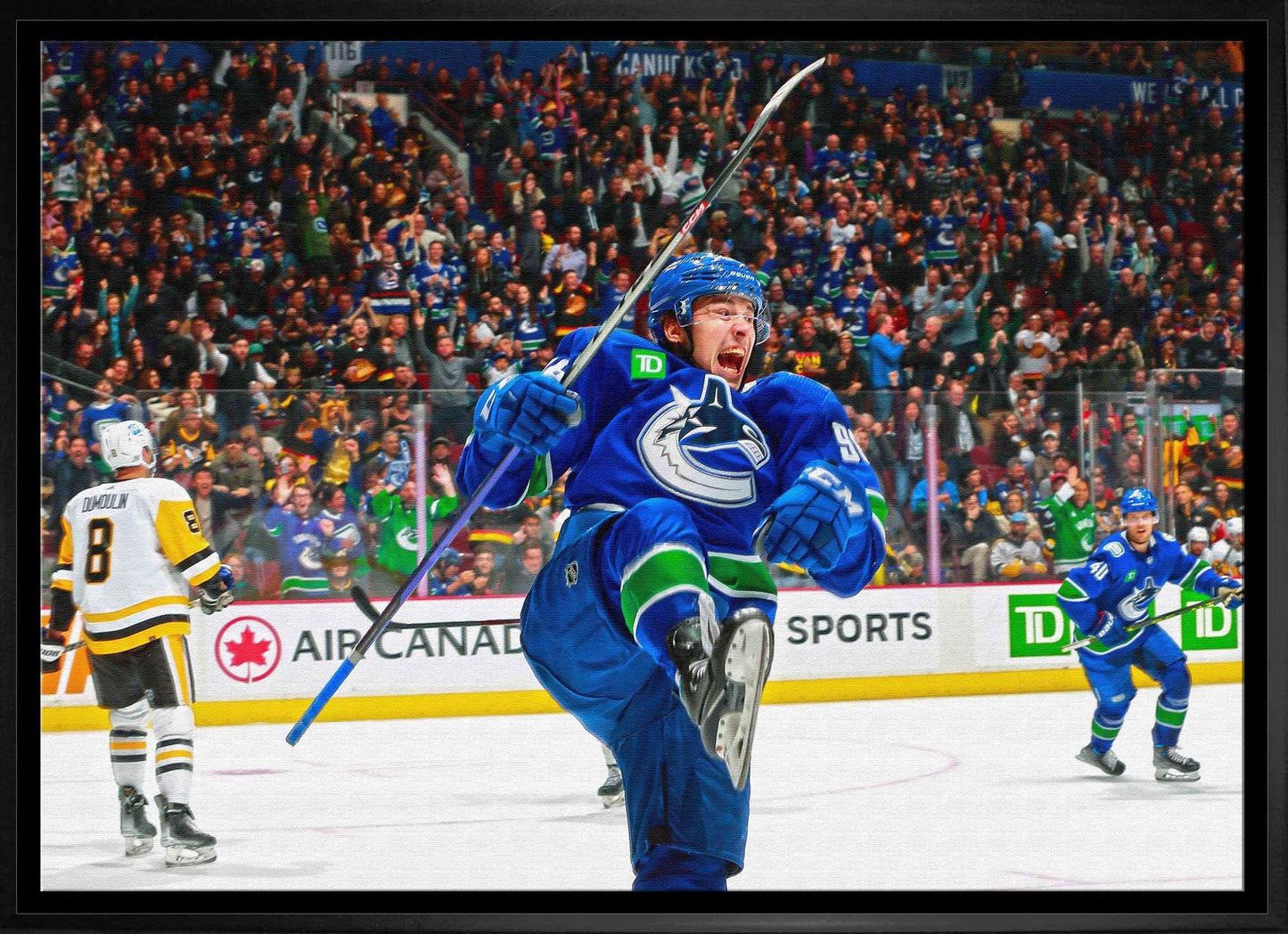 Andrei Kuzmenko 20x29 Framed Canvas Canucks Celebrating - H - Jack Righteous