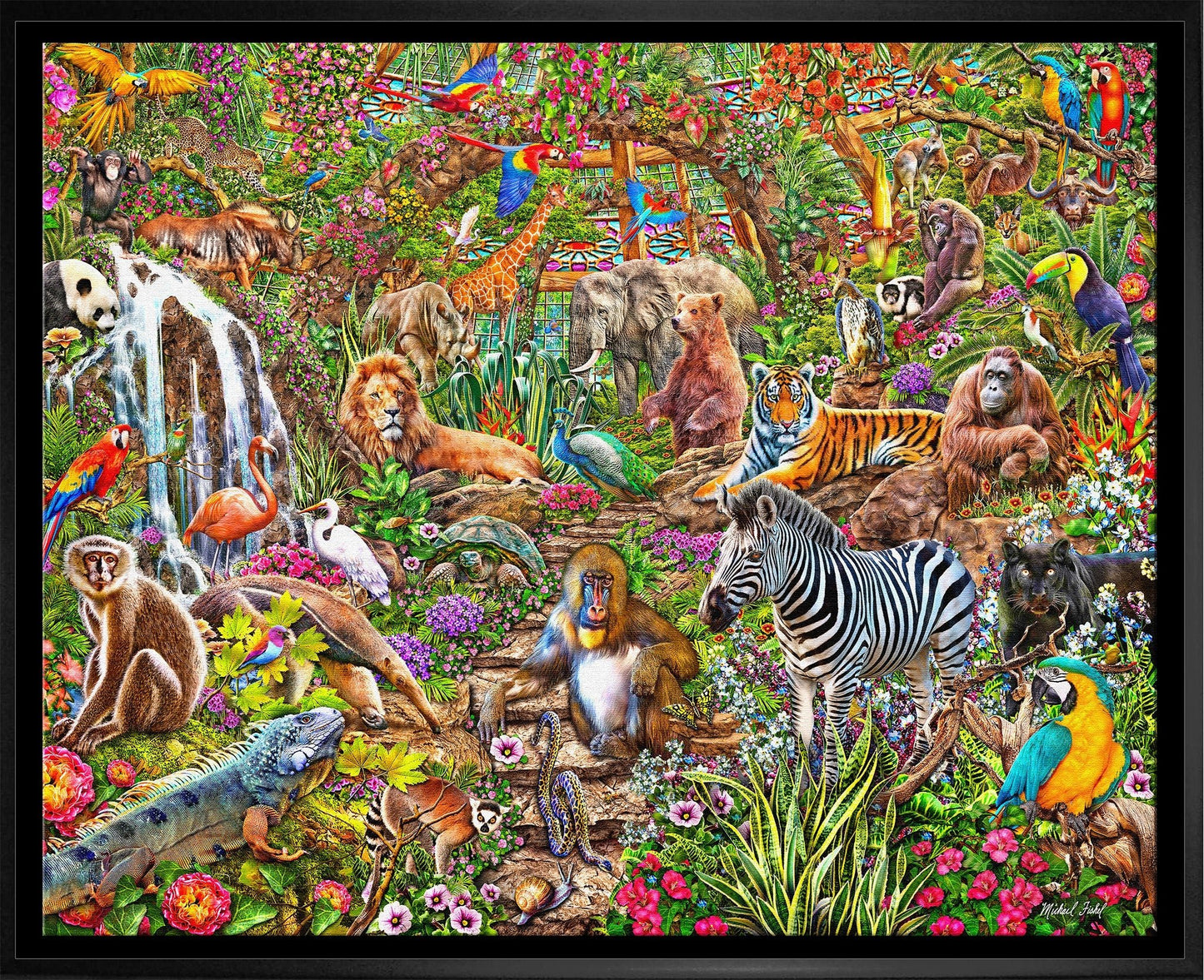 Animal Atrium 20x29 Framed Canvas by Michael Fishel - Jack Righteous