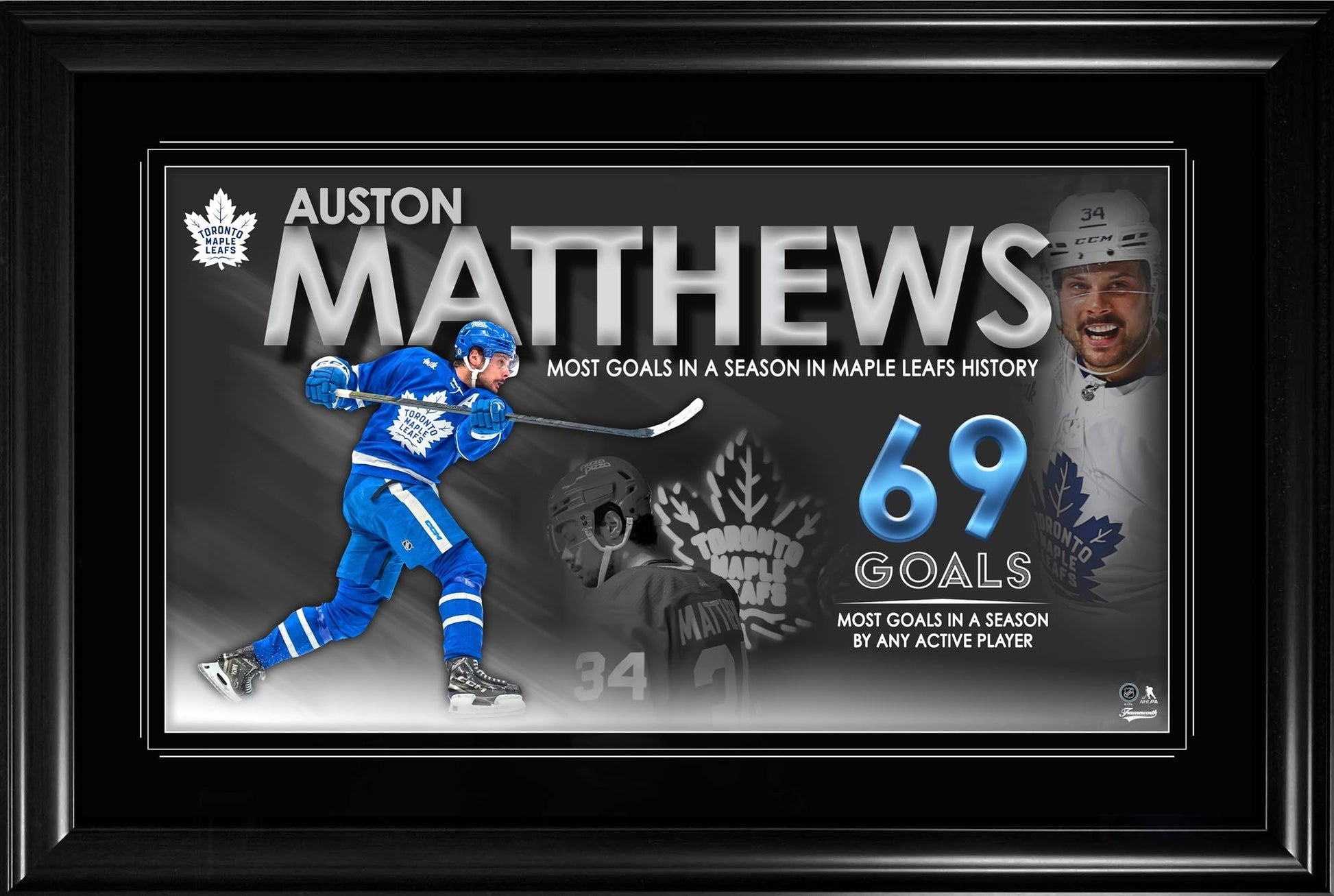 Auston Matthews 69 Goal Collage Framed Toronto Maple Leafs - Jack Righteous