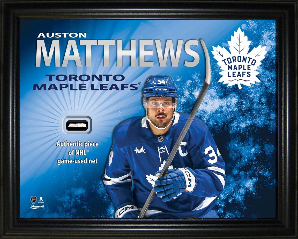 Auston Matthews Toronto Maple Leafs 16x20 PhotoGlass Display with Authentic Game - Used Net Piece - Jack Righteous