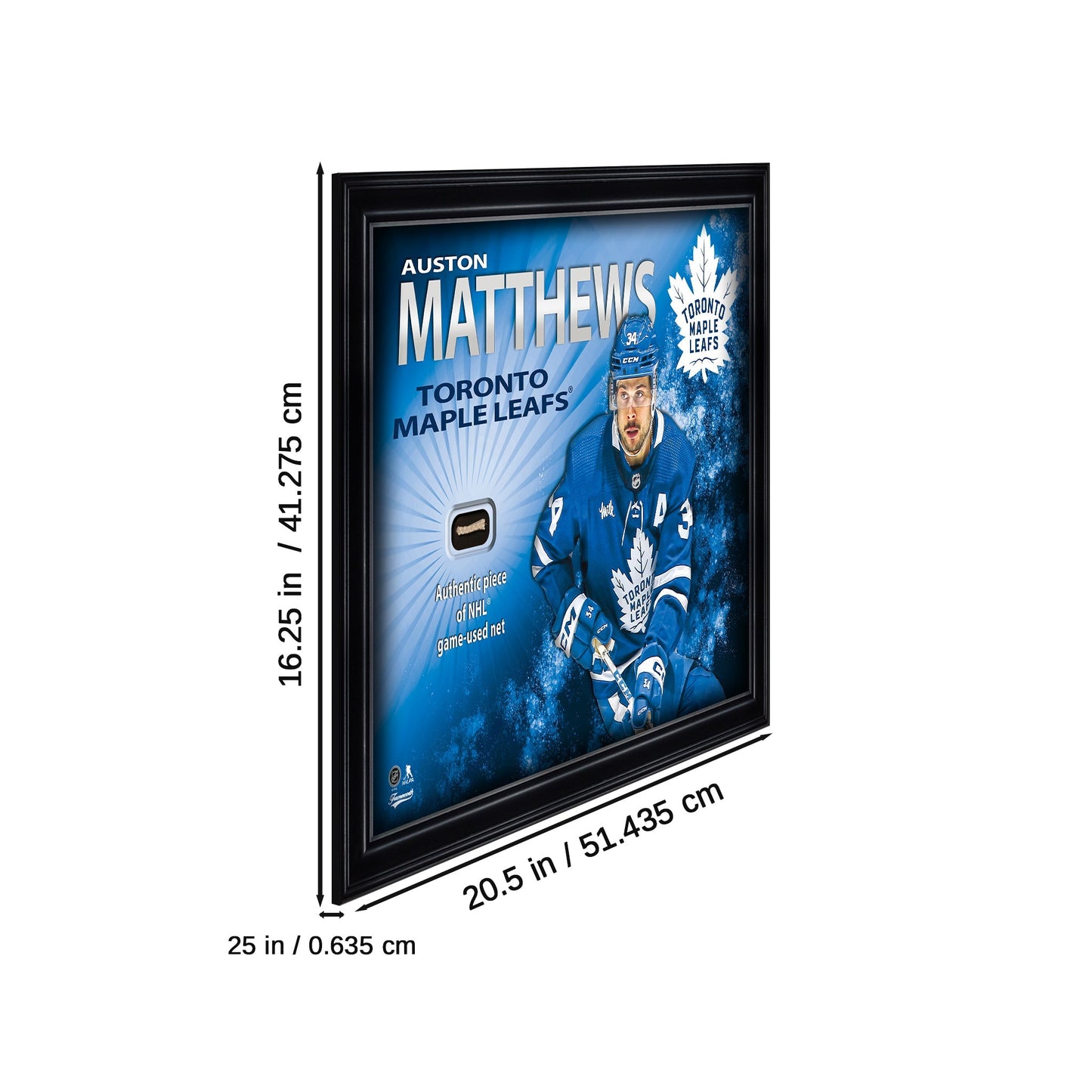 Auston Matthews Toronto Maple Leafs 16x20 PhotoGlass Display with Authentic Game - Used Net Piece - Jack Righteous