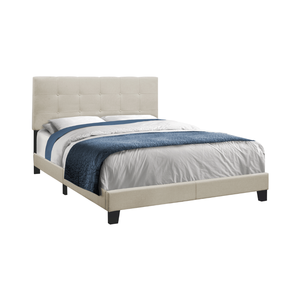 Base de lit Queen en tissu beige - Monarch (I5921Q) - Jack Righteous
