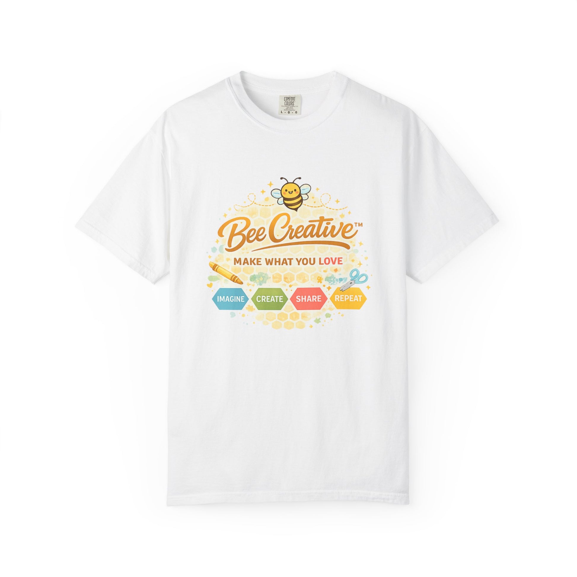 Bee Creative playful T-shirt with bee-themed design, product view 2