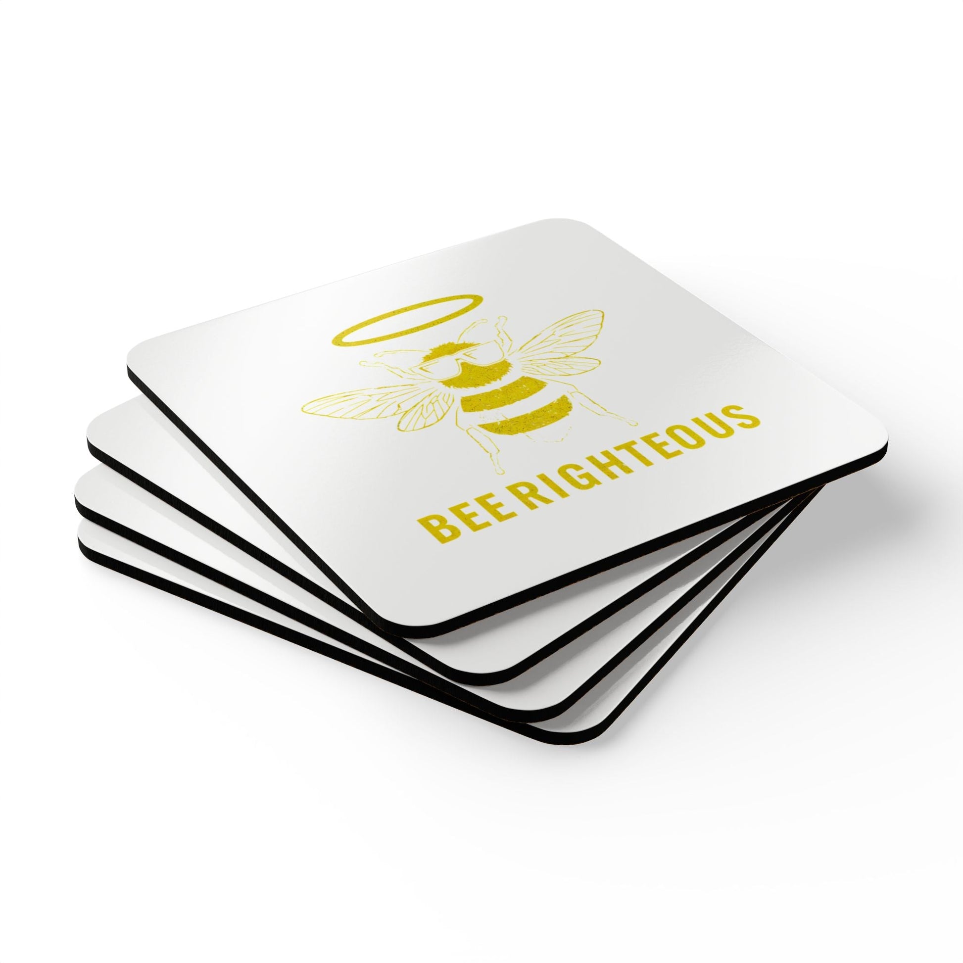 Bee Righteous Coaster Set | Cute Bee Decor, Kitchen Accessory, Gift for Bee Lovers, Eco - Friendly Home Decor, Housewarming Gift - Jack Righteous