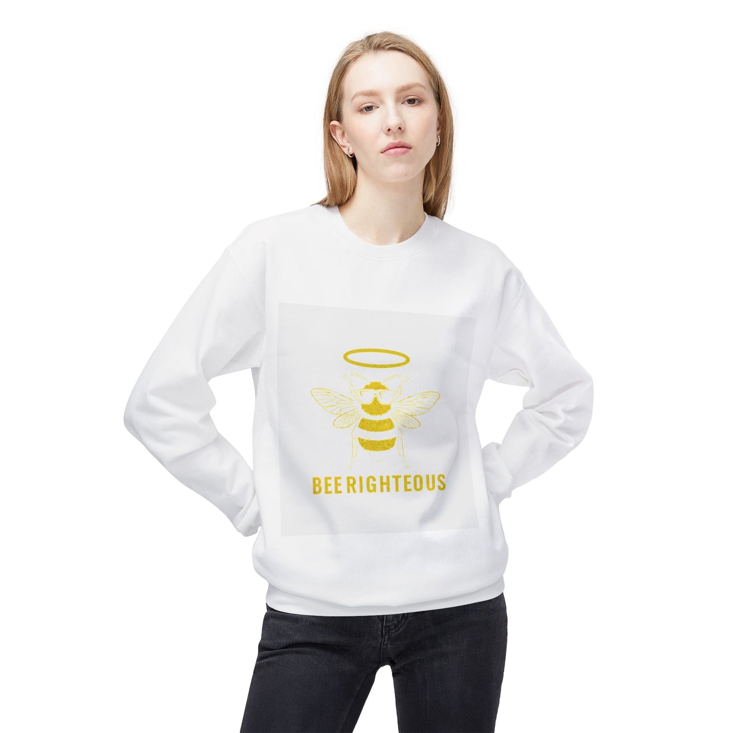 Bee Righteous Crewneck Sweatshirt - Cozy Unisex Fleece Top, Gift for Bee Lovers, Cute Bee Apparel, Comfortable Sweatshirt - Jack Righteous