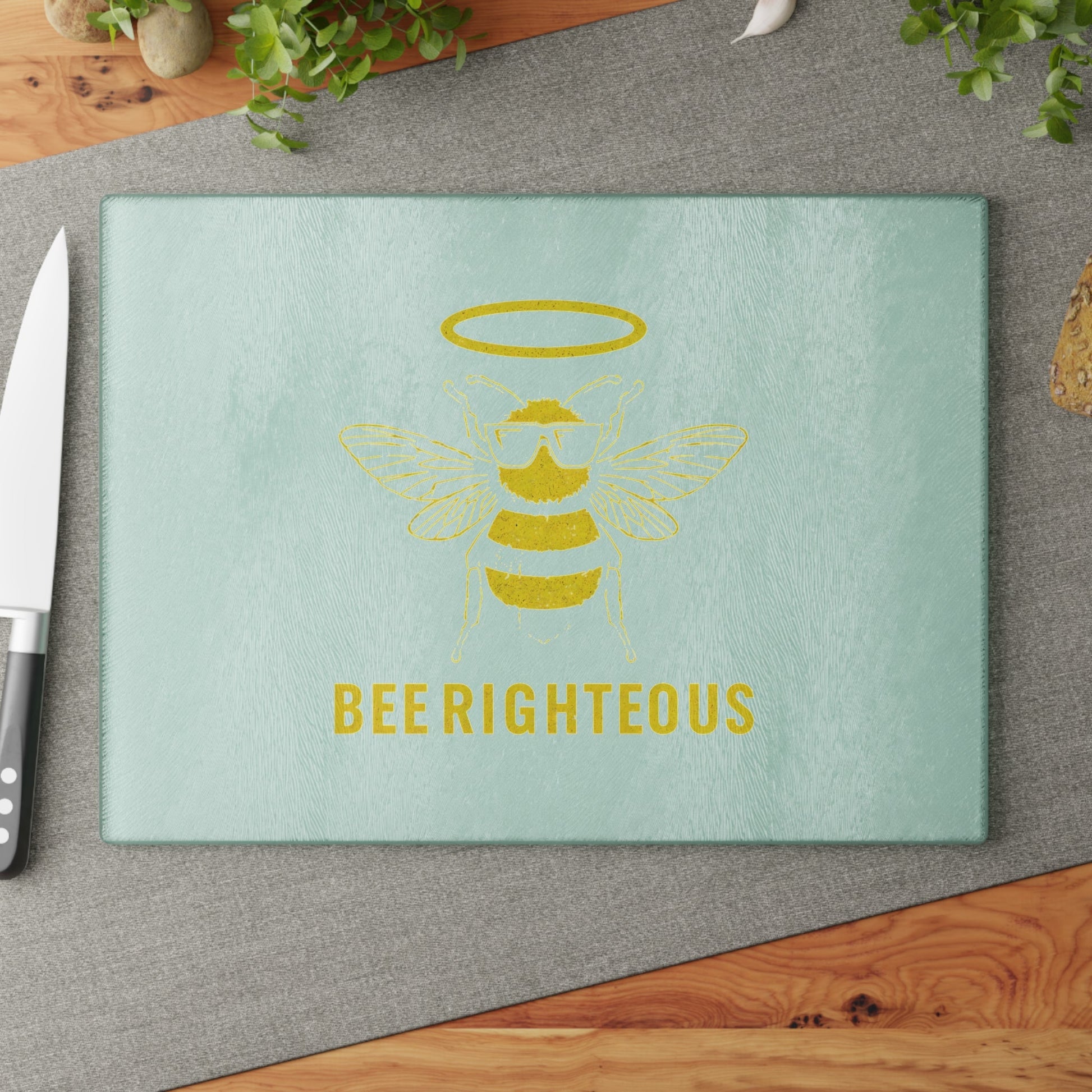 Bee Righteous Glass Cutting Board - Eco - Friendly Kitchen Decor, Unique Gift for Home Chefs, Bee Lovers, Housewarming, Kitchen Essentials - Jack Righteous