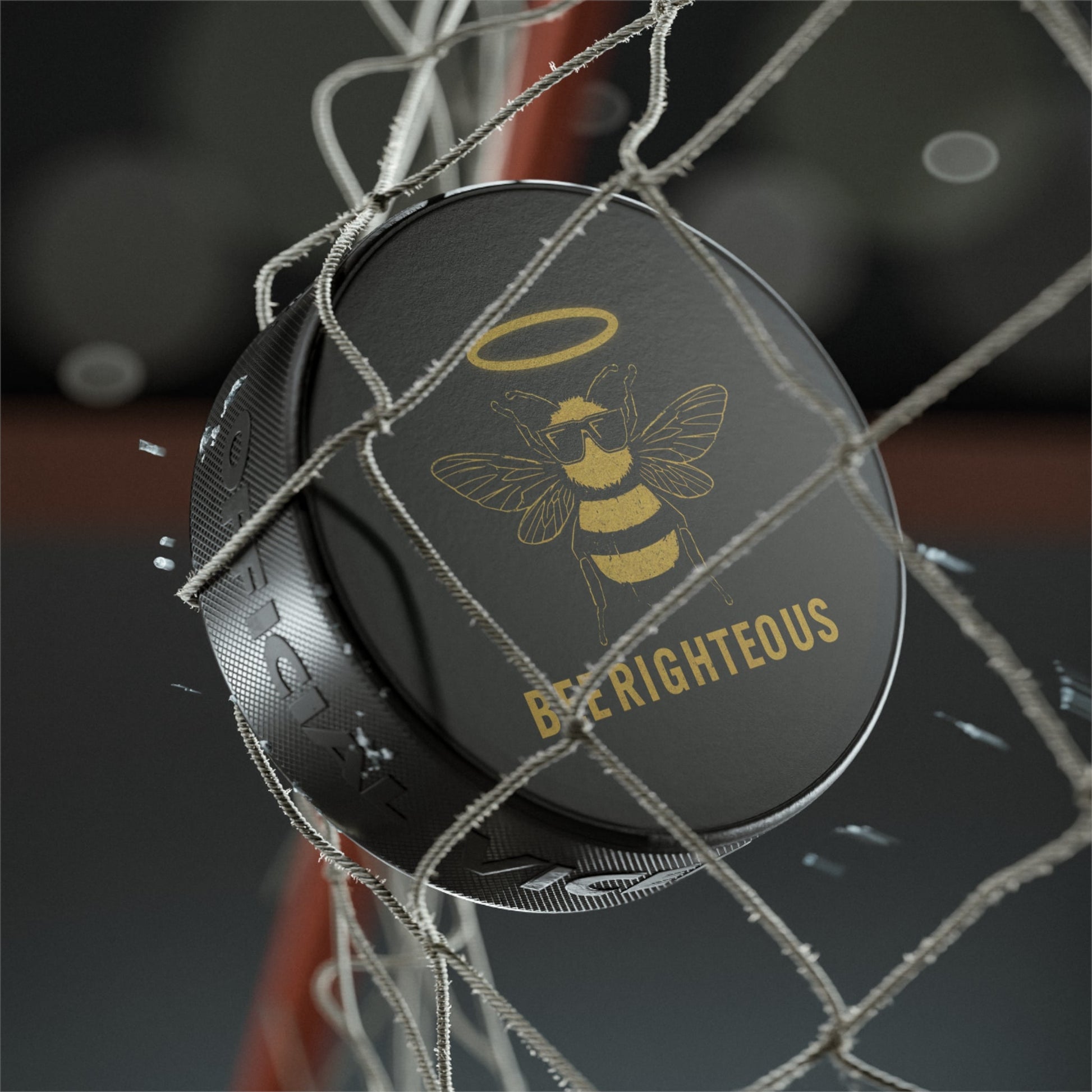 Bee Righteous Hockey Puck, Unique Sports Gift, Hockey Fan Decor, Bee Lover Gift, Fun Ice Hockey Collectible, Bee Art Puck - Jack Righteous