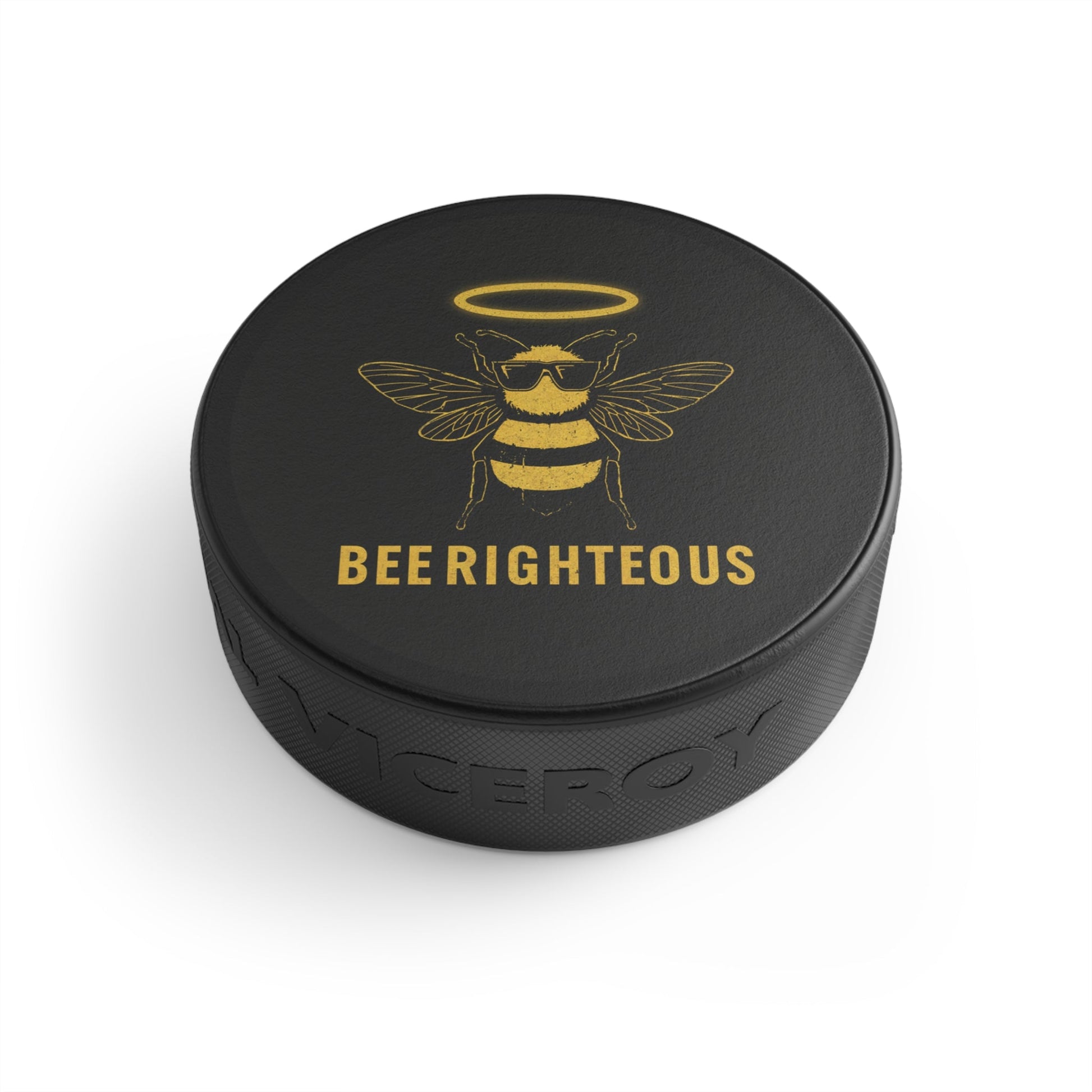 Bee Righteous Hockey Puck, Unique Sports Gift, Hockey Fan Decor, Bee Lover Gift, Fun Ice Hockey Collectible, Bee Art Puck - Jack Righteous
