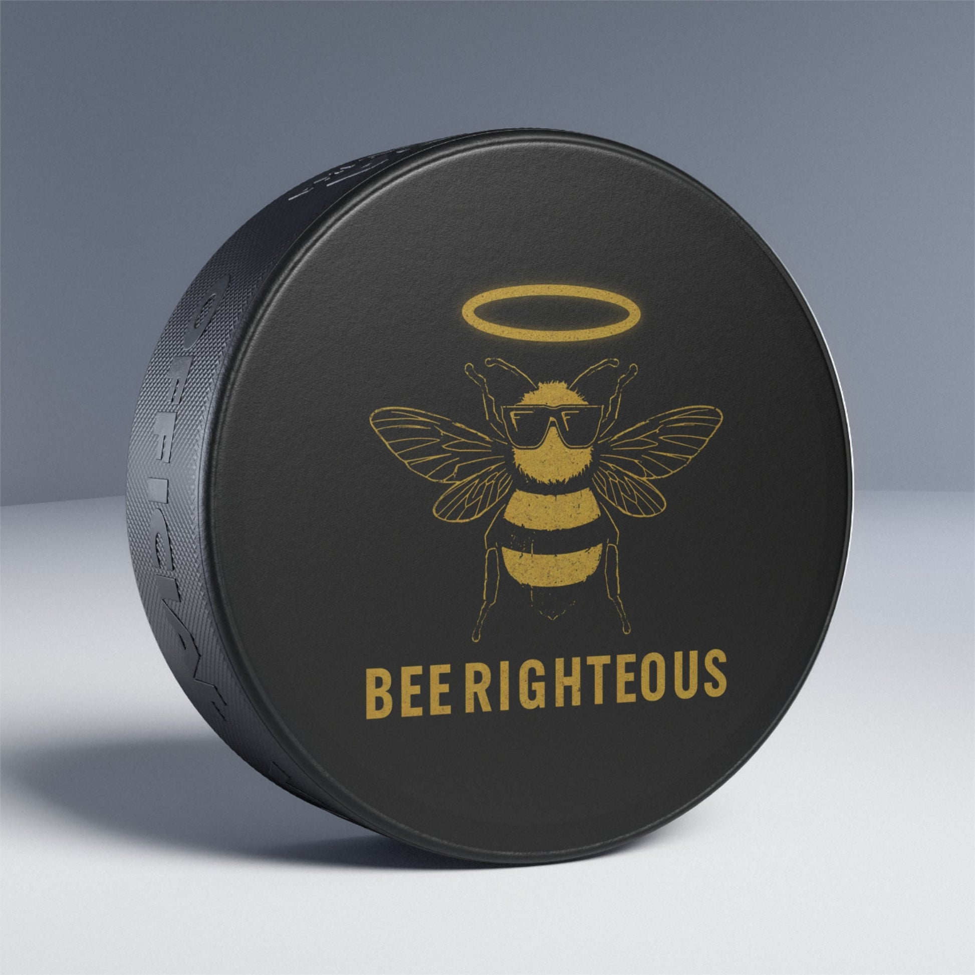 Bee Righteous Hockey Puck, Unique Sports Gift, Hockey Fan Decor, Bee Lover Gift, Fun Ice Hockey Collectible, Bee Art Puck - Jack Righteous