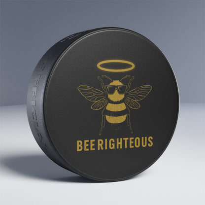Bee Righteous Hockey Puck - Unique Sports Gift for Hockey Fan Decor - Jack Righteous