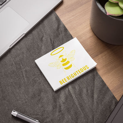 Bee - righteous Note Pads, Cute Sticky Notes, Gift for Teachers, Bee Lovers, Inspirational Office Supplies - Jack Righteous