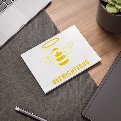 Bee - righteous Note Pads, Cute Sticky Notes, Gift for Teachers, Bee Lovers, Inspirational Office Supplies - Jack Righteous