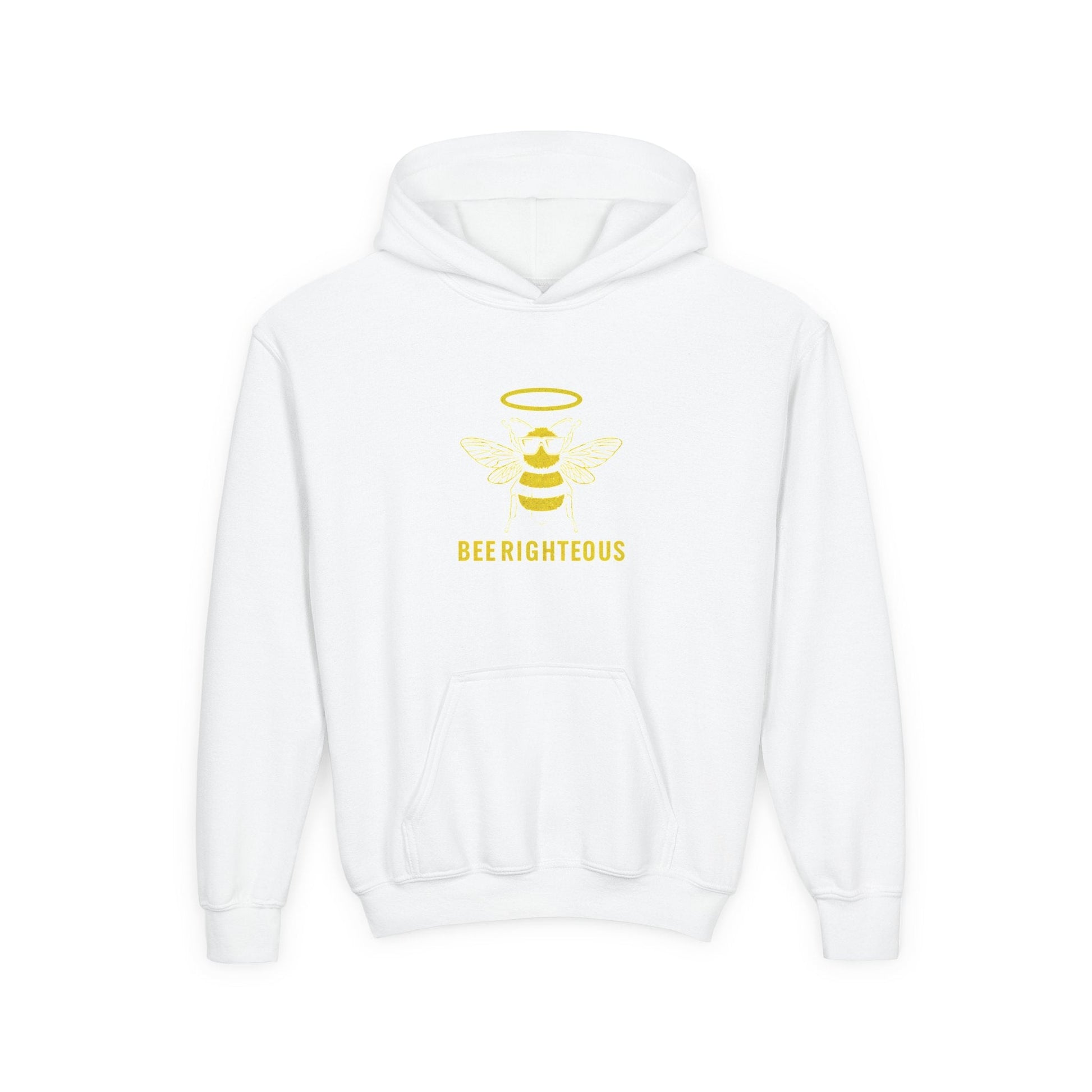 Bee Righteous Youth Hooded Sweatshirt, Fun Gift for Kids, Cute Hoodie for Spring, Bee Lover's Apparel, Comfortable Wear for Parties - Jack Righteous