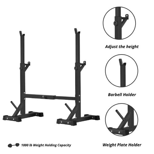 Bench Press Stack with Squat Rack, Weight Plates and Barbell Bar - Jack Righteous
