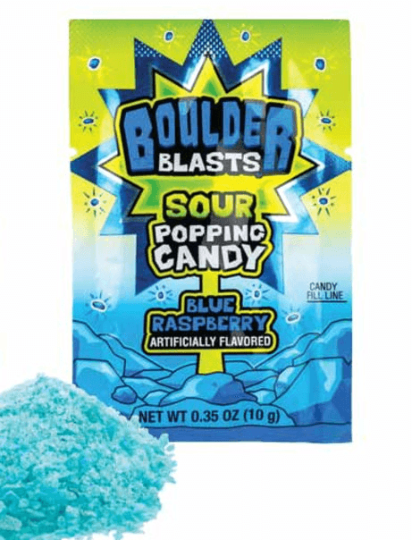 Boulder Blasts Sour Popping Candy Blue Raspberry