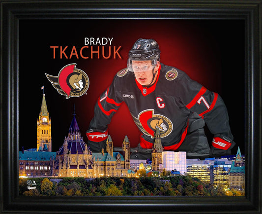 Brady Tkachuk 16x20 Framed Skyline Print Ottawa Senators - Jack Righteous