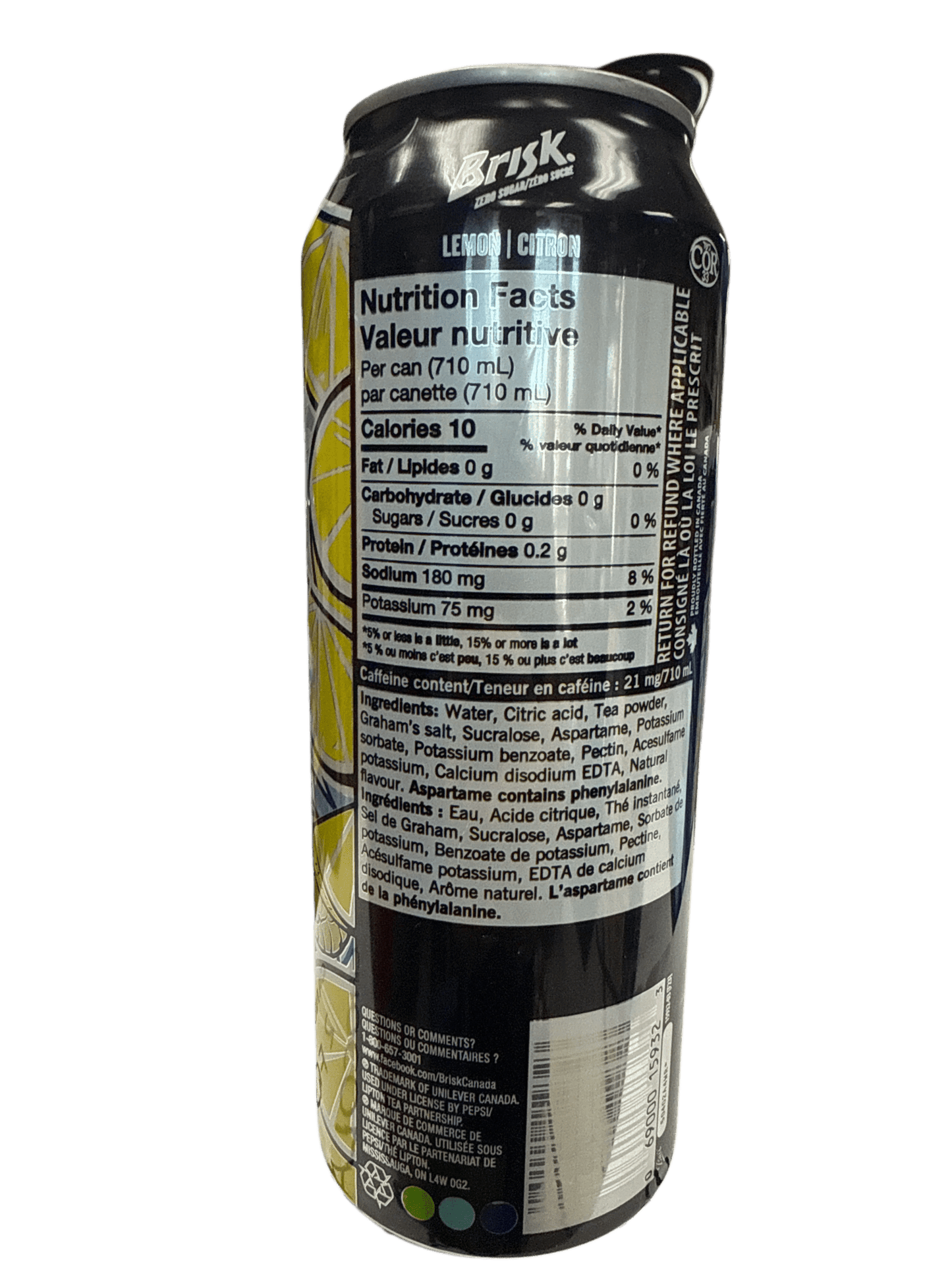 Brisk Zero Sugar Lemon Iced Tea Tall Can 710ML - U.S Edition - Jack Righteous