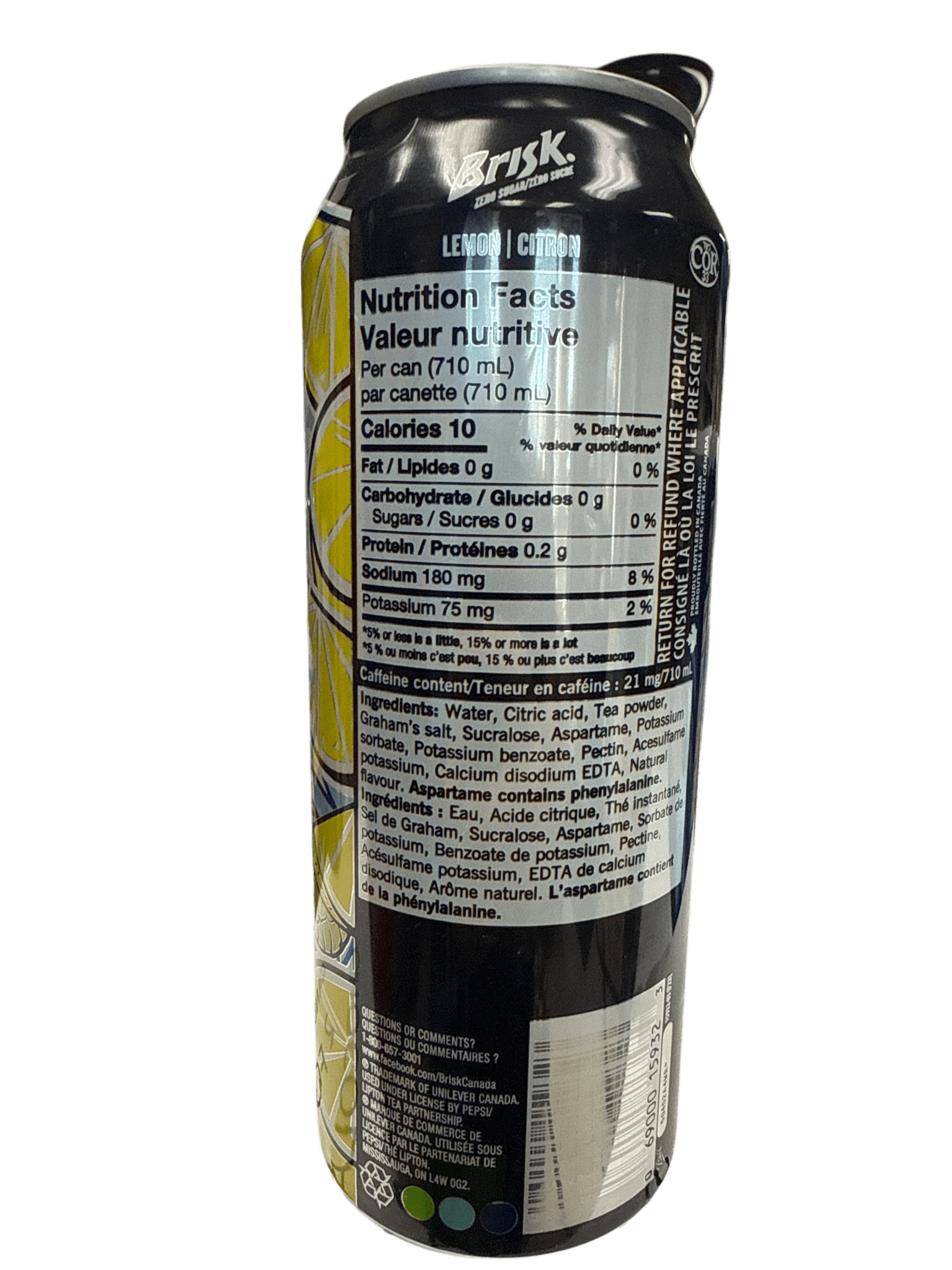 Brisk Zero Sugar Lemon Iced Tea Tall Can 710ML - U.S Edition - Jack Righteous