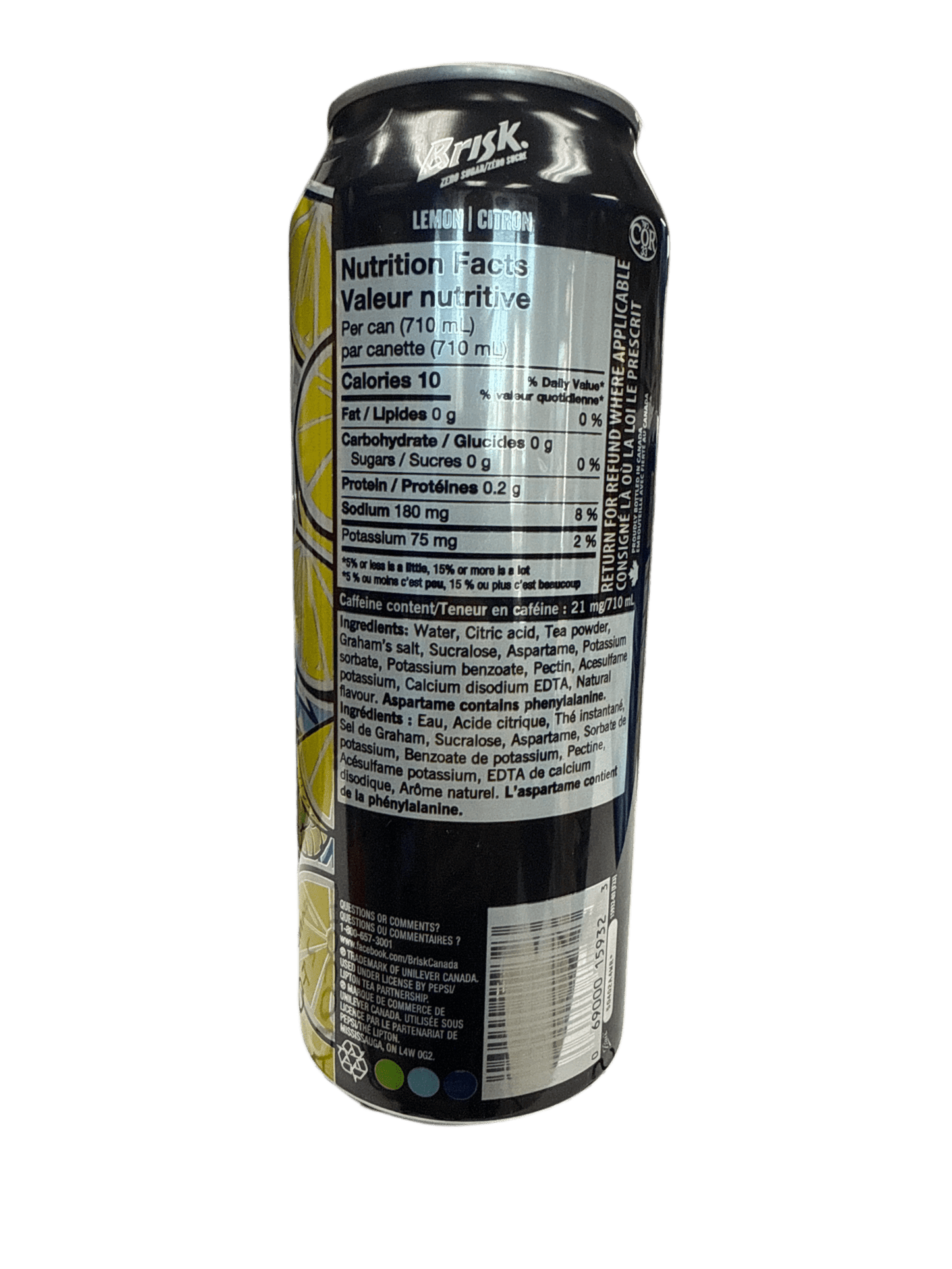 Brisk Zero Sugar Lemon Iced Tea Tall Can 710ML - U.S Edition - Jack Righteous