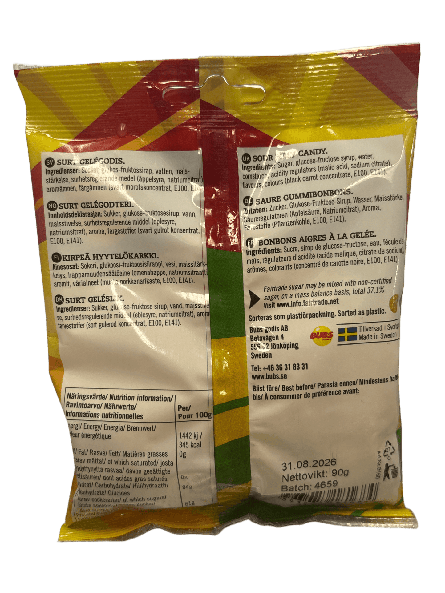 BUBS Godis Sur SKALLE Candy Bag 90G - Swedish Edition - Jack Righteous