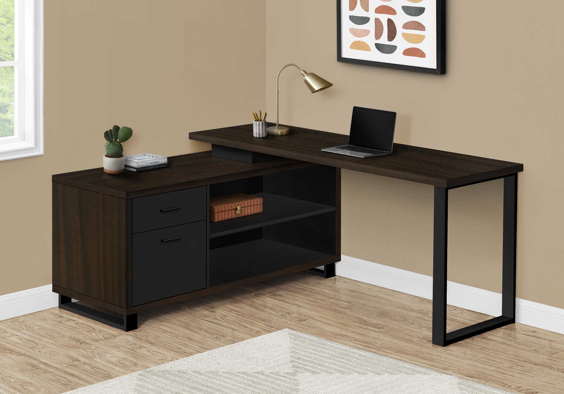 Bureau d'ordinateur moderne en coin, espresso - Monarch (I7710) - Jack Righteous