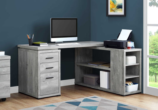 Bureau d'ordinateur moderne en coin, faux bois gris - Monarch (I7421) - Jack Righteous