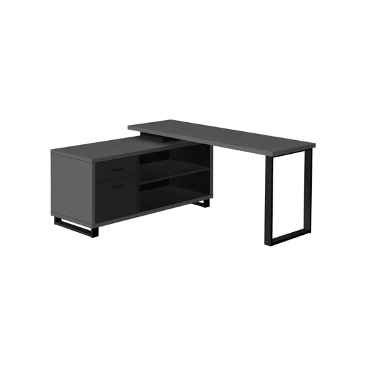 Bureau d'ordinateur moderne en coin, gris et noir - Monarch (I7715) - Jack Righteous