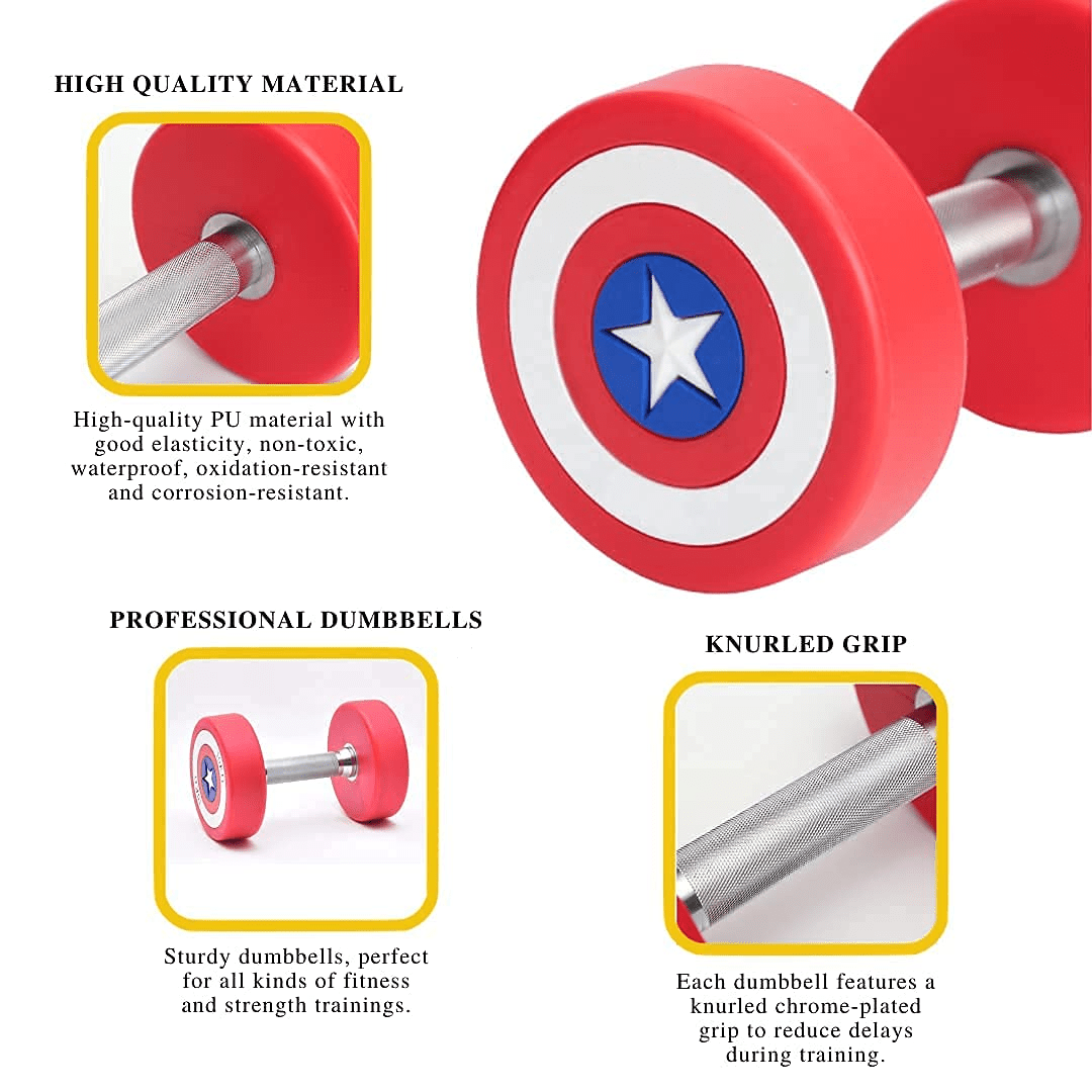 Captain America Round Dumbbells 10 to 50 LB Set - Jack Righteous