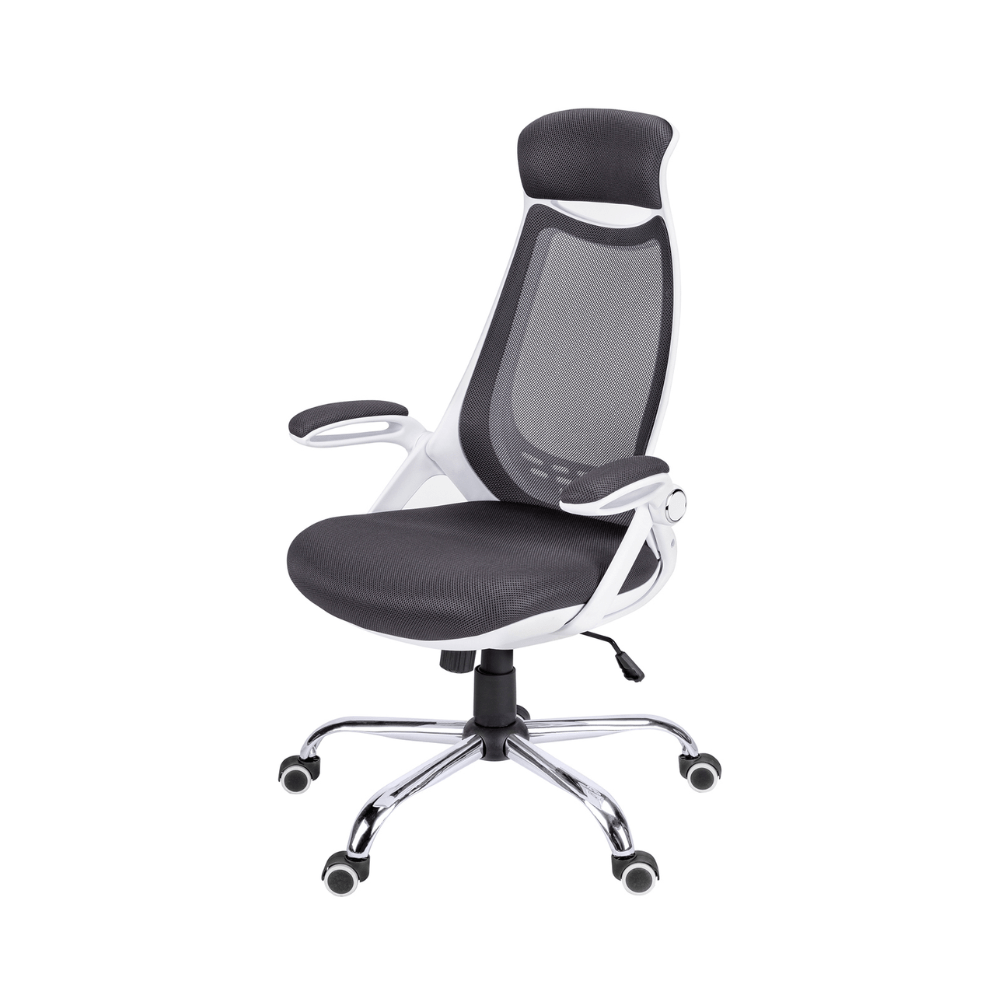 Chaise de bureau à haut dossier en tissu maillé noir et blanc - Monarch (I7269) - Jack Righteous