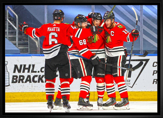 Chicago Blackhawks Framed 20x29 Goal Celebration Canvas - Jack Righteous