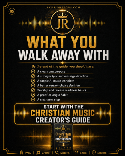 Christian music creator system for planning, creating and evaluating AI-assisted music through a faith-centered framework