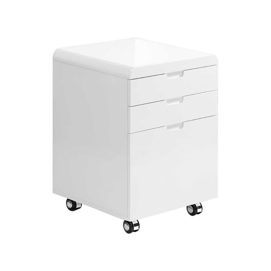 Classeur à 3 tiroirs blanc lustré sur roulettes - Monarch (I7583) - Jack Righteous