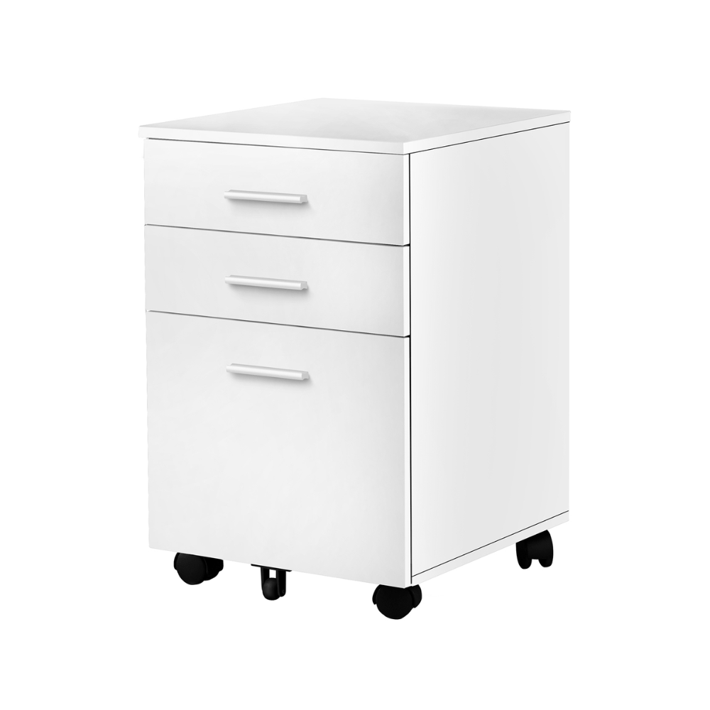 Classeur à 3 tiroirs blanc sur roulettes - Monarch (I7780) - Jack Righteous