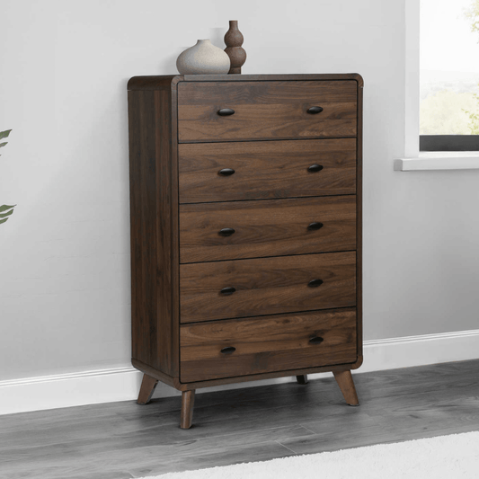 Commode 5 tiroirs en finition noyer - Monarch (I5234) - Jack Righteous