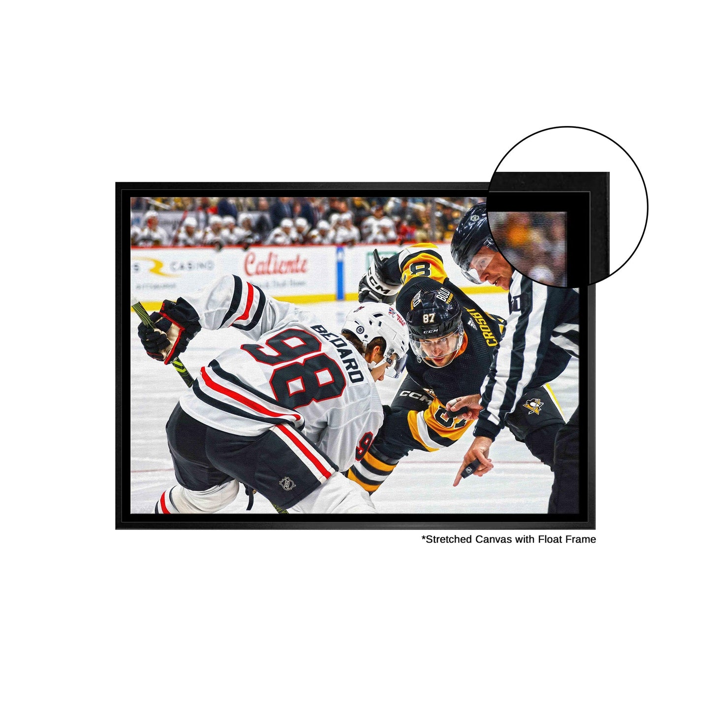 Connor Bedard 20x29 Framed Canvas Blackhawks vs Crosby - Jack Righteous