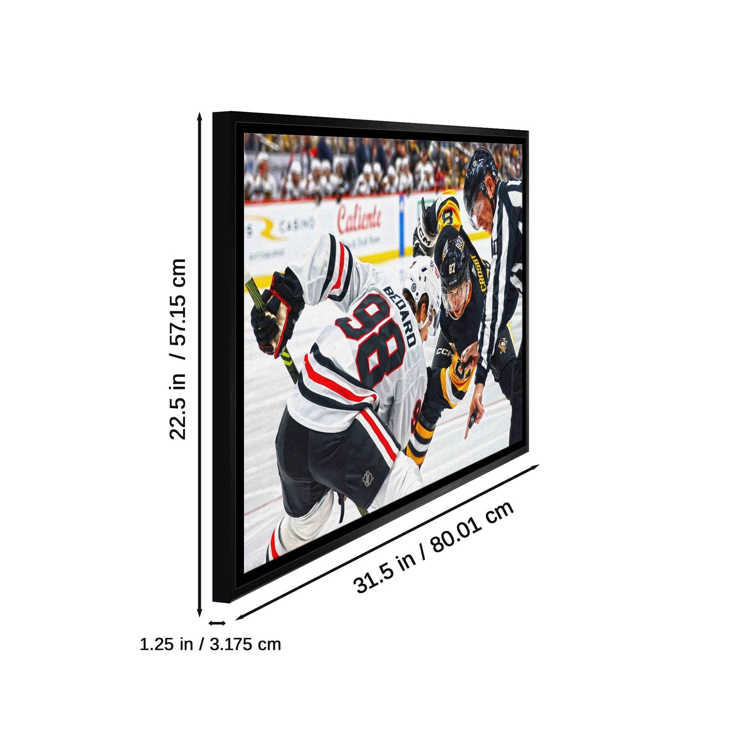 Connor Bedard 20x29 Framed Canvas Blackhawks vs Crosby - Jack Righteous