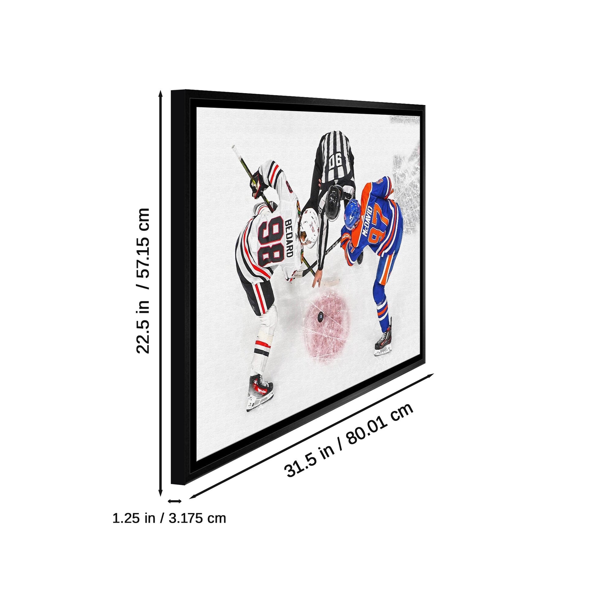 Connor Bedard and Connor McDavid 20x29 Framed Canvas Blackhawks - Jack Righteous